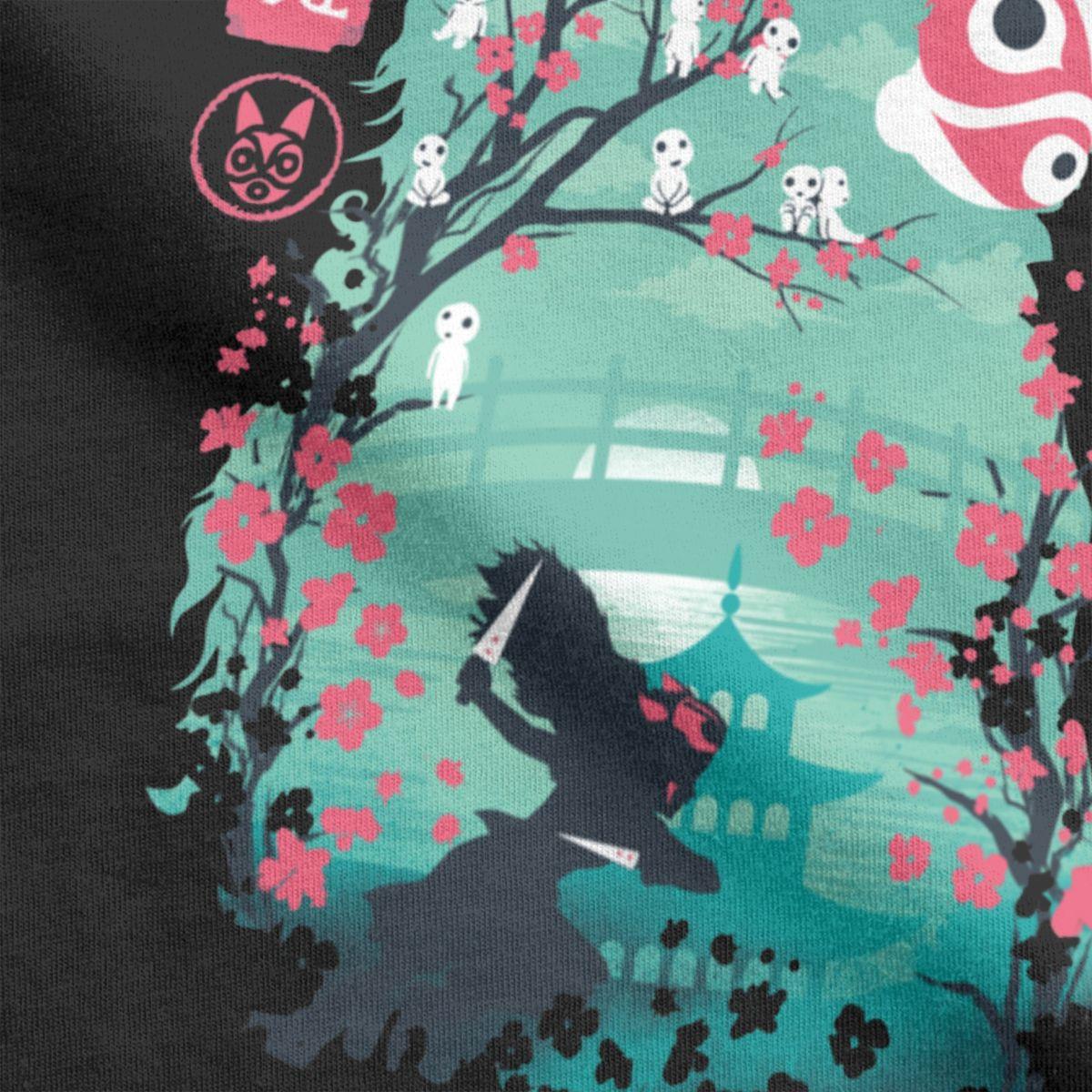 Изображение товара: Мужская японская Классическая футболка Ukiyo E Princess Mononoke Ghibli, хлопковая одежда, новинка, футболки с округлым вырезом, футболка 5XL