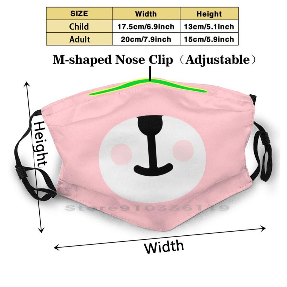 Изображение товара: Многоразовая маска для лица с милым розовым медвежонком, с фильтрами, Детская мультяшная забавная маска для лица