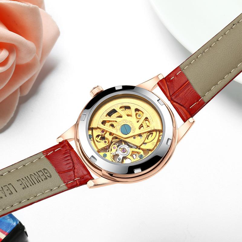 Изображение товара: OMHXZJ W177 миланские часы с ремешком корейские в форме сердца полые бриллианты водонепроницаемые индивидуальные автоматические механические Женские часы