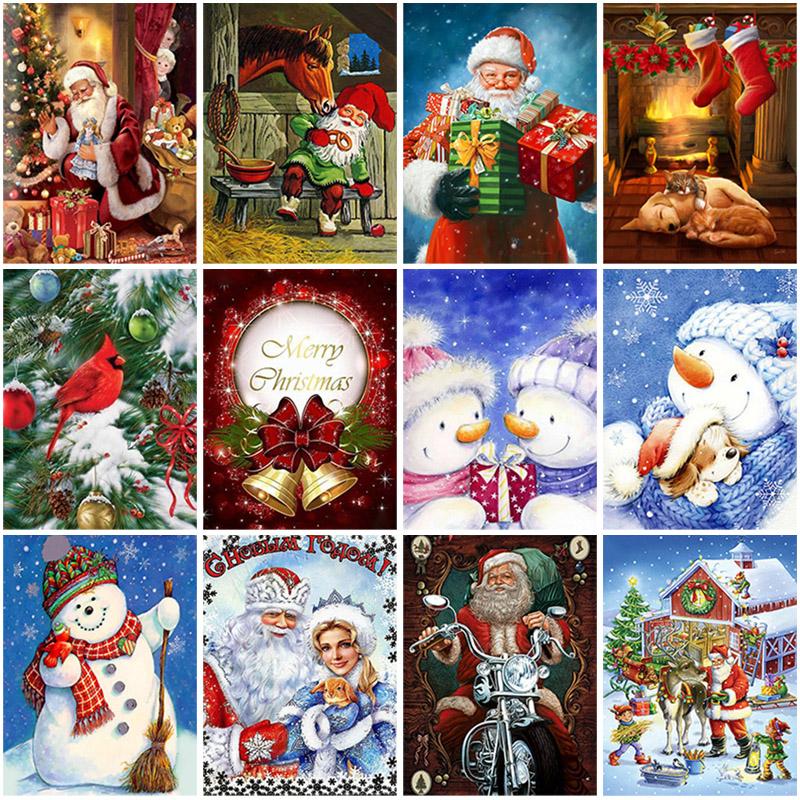 Изображение товара: Santa Claus DIY 5D Diamond Painting Full Round Drill Diamond Embroidery Cartoon Diamond Picture Rhinestone Christmas Gift