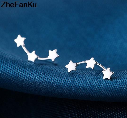 Изображение товара: Минималистичные серьги-гвоздики в виде звезд, серьги из стерлингового серебра 925 пробы, геометрические звёзды, серьги-гвоздики, ювелирные изделия для женщин и девушек, подарок другу