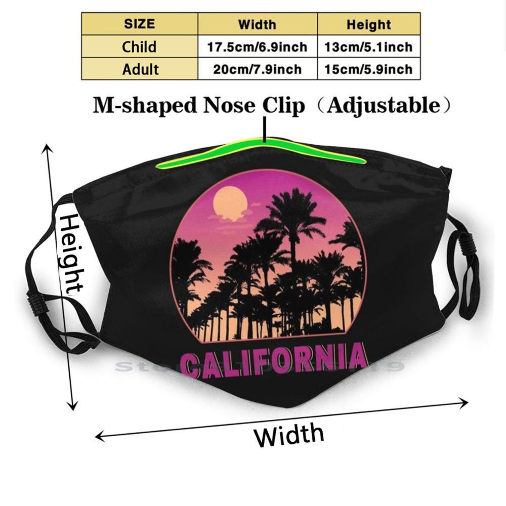 Изображение товара: Калифорния взрослые дети моющаяся смешная маска для лица с фильтром Сан-Диего сувенирная пляжная одежда пальмы Сан