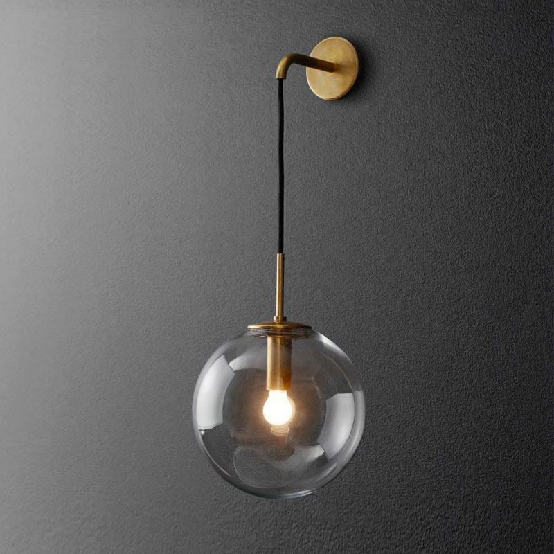 Изображение товара: Лампы Casarton в скандинавском стиле, креативный стеклянный светильник в стиле постмодерн, с шариками, для гостиной, кованая железная прикроватная настенная лампа для спальни