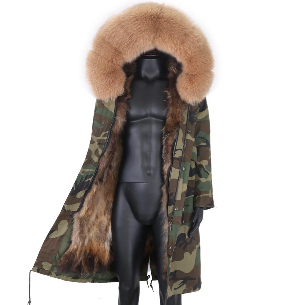 Изображение товара: Мужская куртка с подкладкой из кроличьего меха, зимняя камуфляжная, водонепроницаемая, с воротником из натурального меха енота и капюшоном, плотная, теплая, 7XL