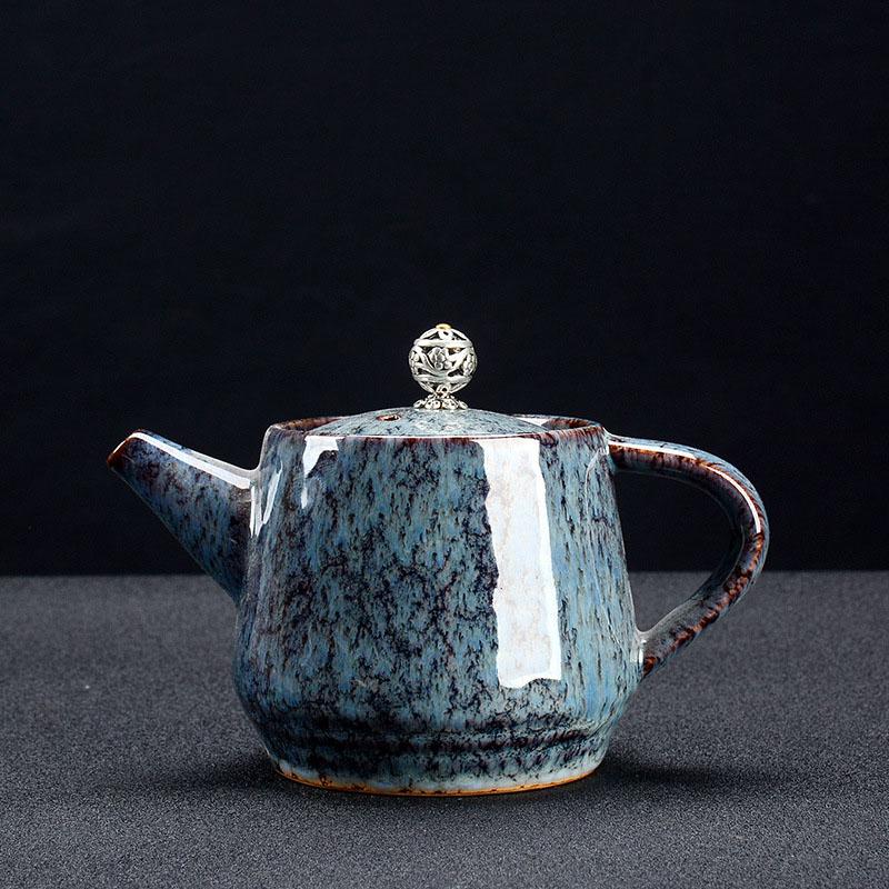Изображение товара: Изысканный чайный горшок с глазурью звездного неба, традиционный китайский Ландшафтный узор, керамический чайник с цветочным принтом