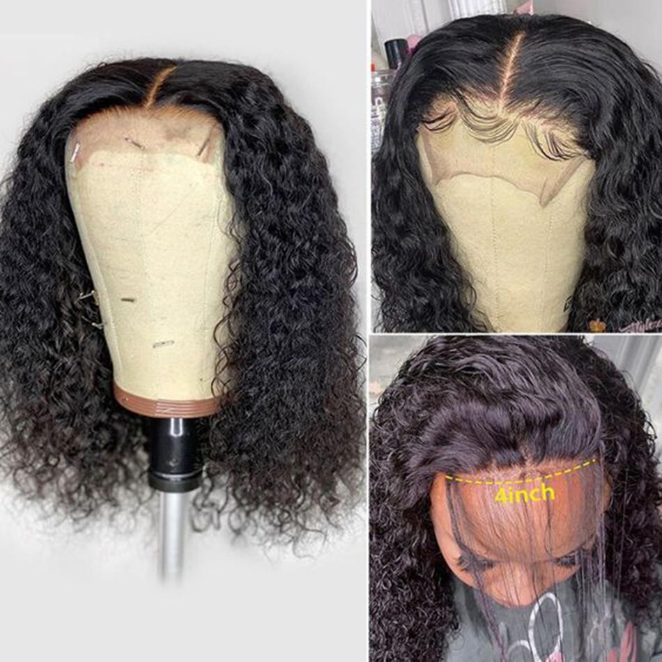 Изображение товара: Малазийский кудрявый парик Haever 4*4, 200% кудрявые парики из человеческих волос Remy на сетке, предварительно выщипанные детские короткие парики из человеческих волос
