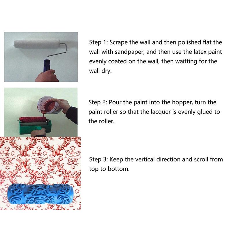 Изображение товара: Декоративный текстурный ролик с тисненой пластиковой ручкой и черно-белой краской для украшения стен