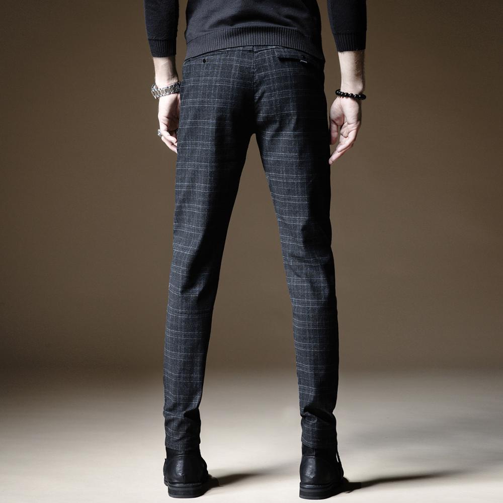 Изображение товара: Модные черные клетчатые брюки, мужские костюмные брюки в Корейском стиле, деловые повседневные облегающие брюки