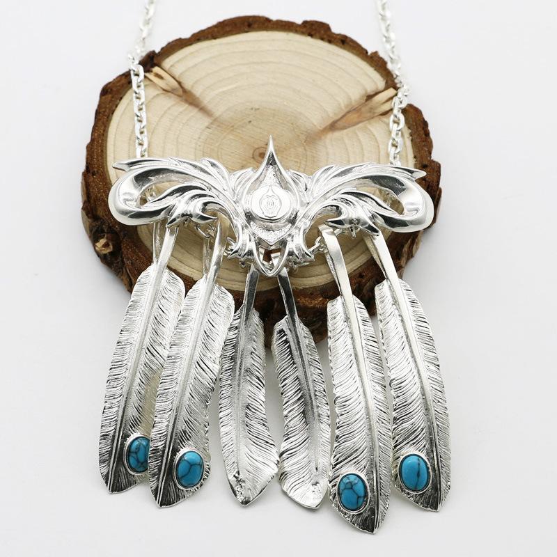 Изображение товара: Starfield Takahashi перо Горо Подвеска из стерлингового серебра 925 пробы Ретро тайское серебро мужское женское преувеличенное перо ожерелье