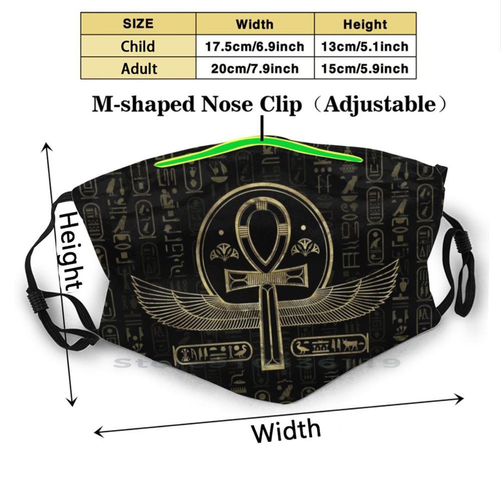 Изображение товара: Многоразовая маска египетского креста Ankh - Gold и Black с принтом Pm2.5, фильтр, маска для лица, детский Египетский крест Ankh Crux Ansata