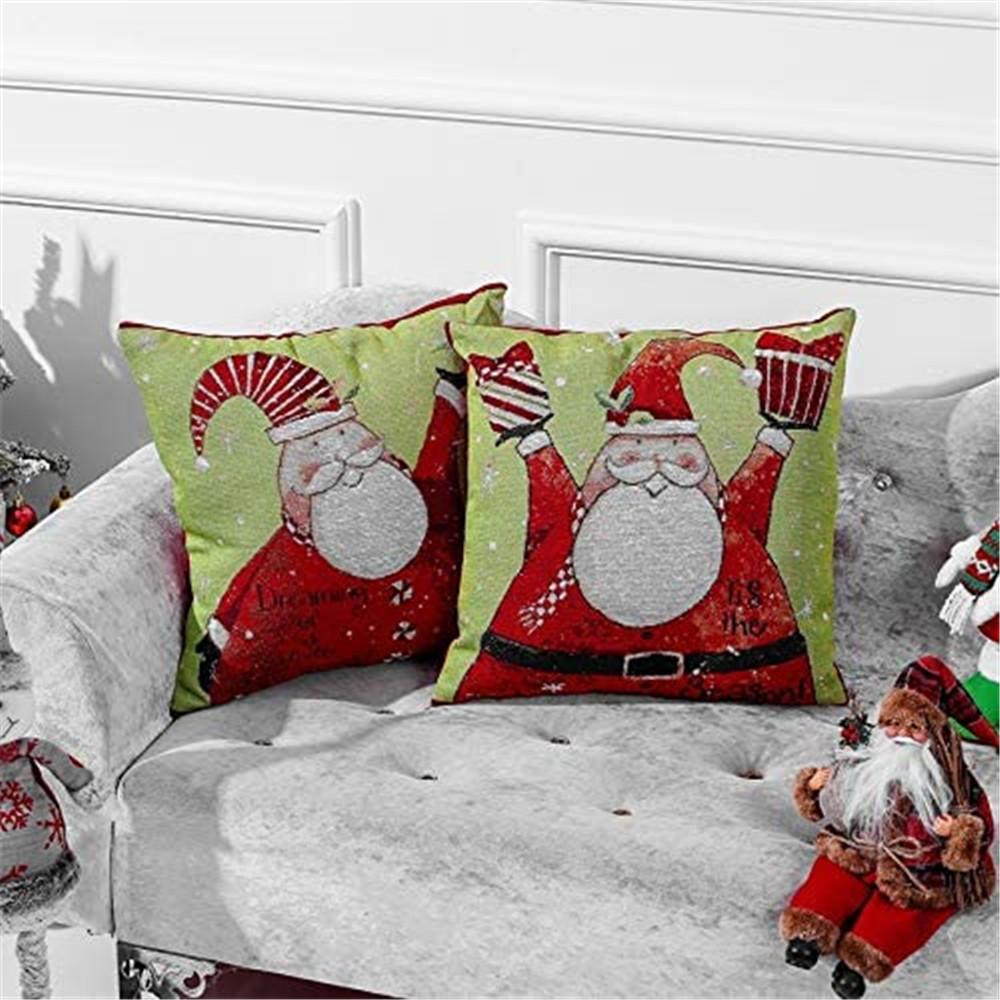 Изображение товара: Набор из 2 наволочек в виде Санта Клауса и 2 снеговика, Рождественская цитата, наволочки, рождественские украшения, наволочки-18x18 дюймов