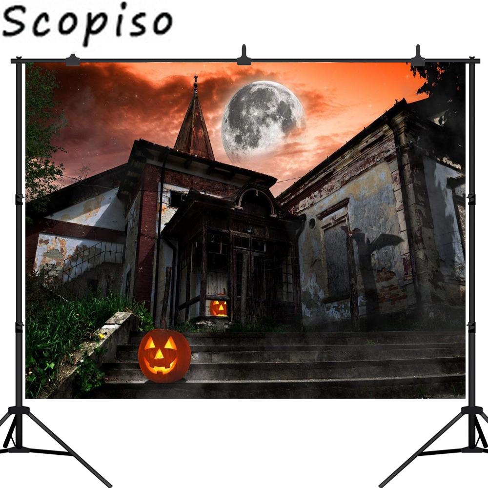 Изображение товара: Scopiso фон для фотосъемки «Хеллоуин» ужасов Фотофон со старым домом из Луны облачный фон Портрет ребенка студийная фотография