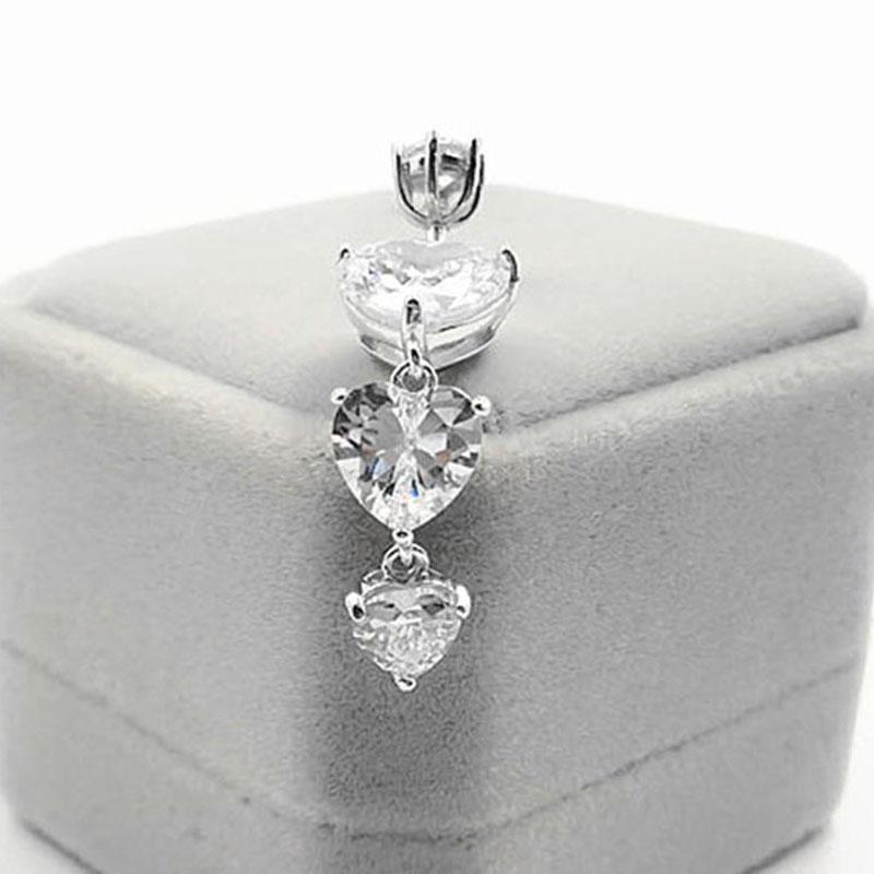Изображение товара: Женское кольцо на пупок с кристаллами сердца, антиаллергенное Ювелирное Украшение для пирсинга пупка из серебра 925 пробы