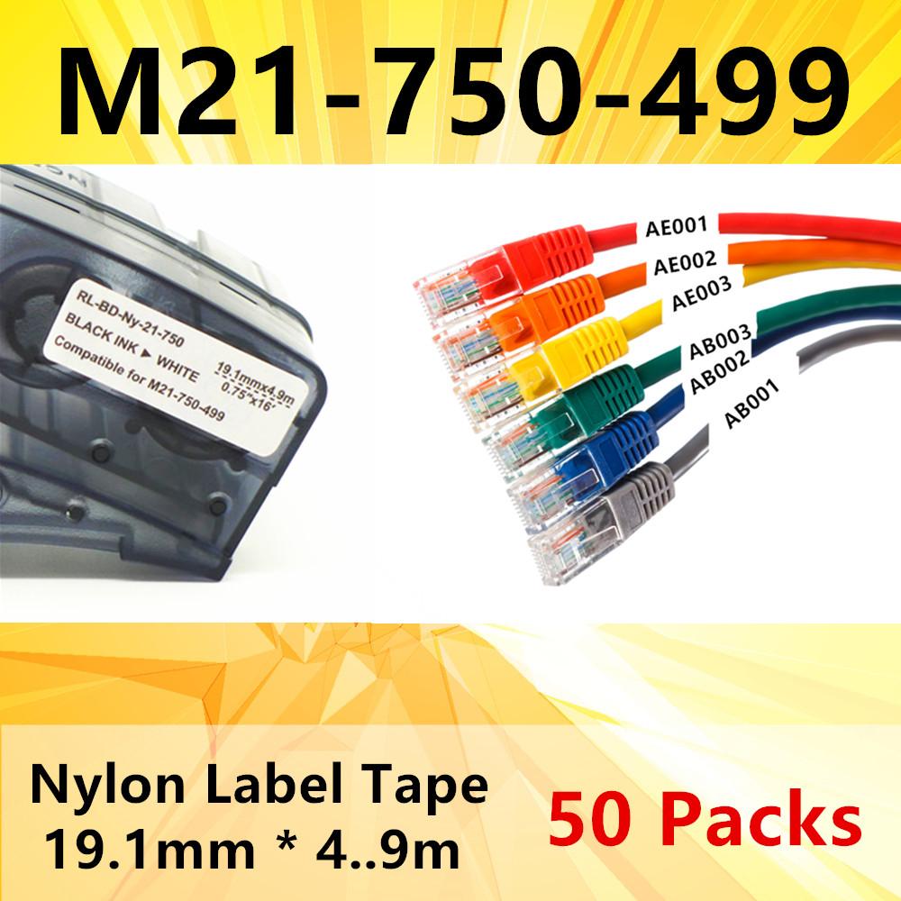 Изображение товара: 50PK M21 750 499 Высокая адгезия ткань запечатанных лент для M21-750-499 черная и белая 4,9 м нейлон для BMP21 Plus и LABPAL принтер