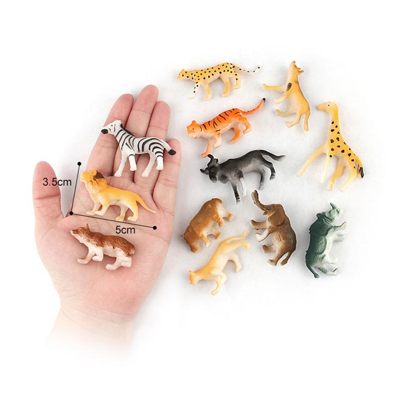 Изображение товара: Два кольца в одном, 12 шт./набор, моделирование животный мир модель игрушки Фигурки виниловая мини Жираф Леопард текстурой кожи носорога и лесных животных фигурки из ПВХ, куклы игрушки для детей
