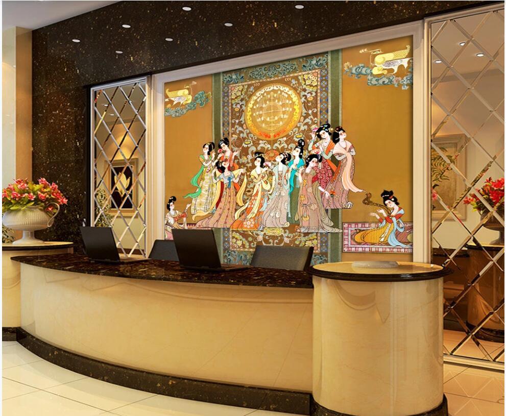 Изображение товара: 3d фотообои на заказ, с изображением китайского дворца, женской фигуры, для домашнего декора, для гостиной, для стен 3 d