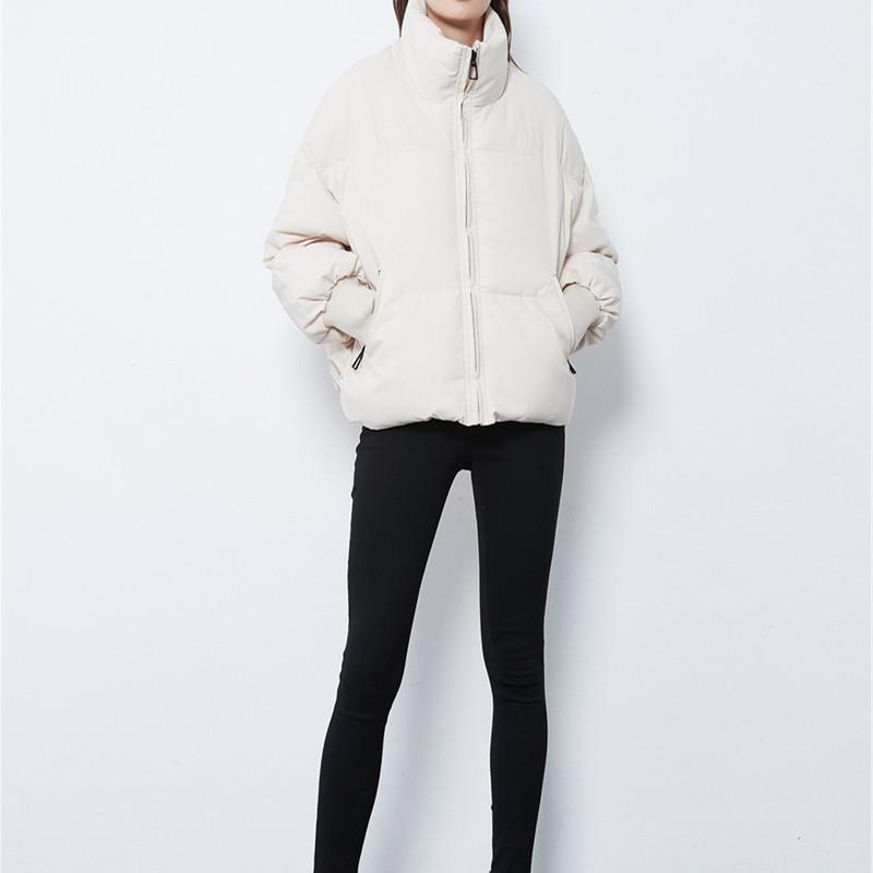 Изображение товара: Новая зимняя утепленная женская короткая парка, пальто, однотонная теплая парка с воротником-стойкой, Женская хлопковая подкладка, модная пуховая куртка 2020