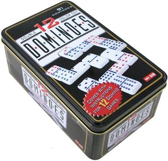 Изображение товара: Игра «домино двойное» 12 цветов 91 фишки caja metal dominoes