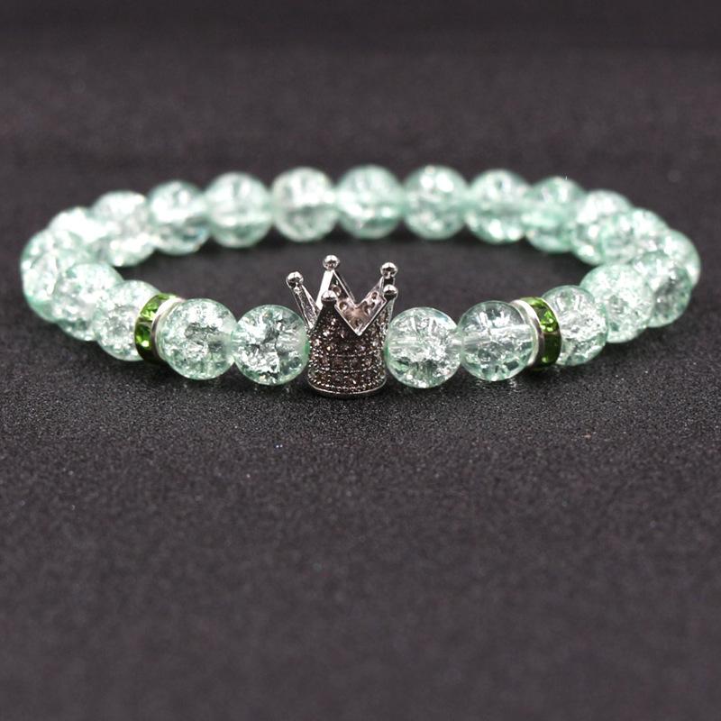 Изображение товара: 2019 микро вставка Корона модные украшения зеленый кристалл взрывной Цветок Круглые бусины простые эластичные браслеты подарок для женщин