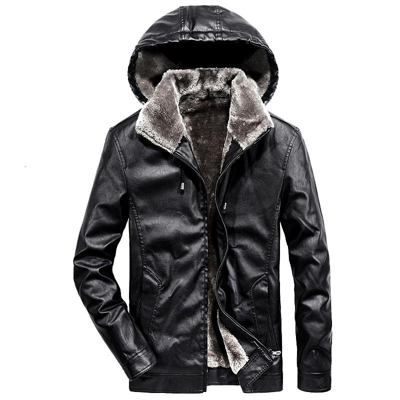 Изображение товара: Зимняя Молодежная кожаная одежда, мужская куртка из искусственной кожи для отдыха, Свободное пальто с шапкой