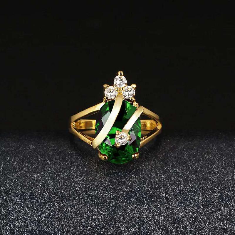 Изображение товара: Новинка 2020, изысканное кольцо с короной из 18-каратного золота, модное кольцо с зеленым драгоценным камнем, дворец, благородный стиль, женский дизайн TIFF, ювелирные изделия, подарок для помолвки