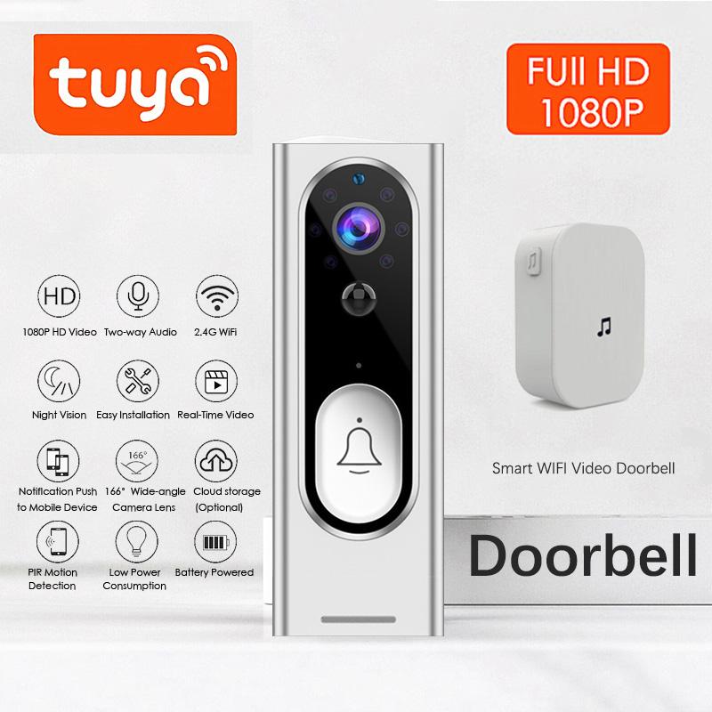 Изображение товара: Tuya 1080P WIFI дверной звонок Камера Безопасности Беспроводная HD видео аудио домофон дверной звонок Умный домашний монитор Поддержка Google Assistant