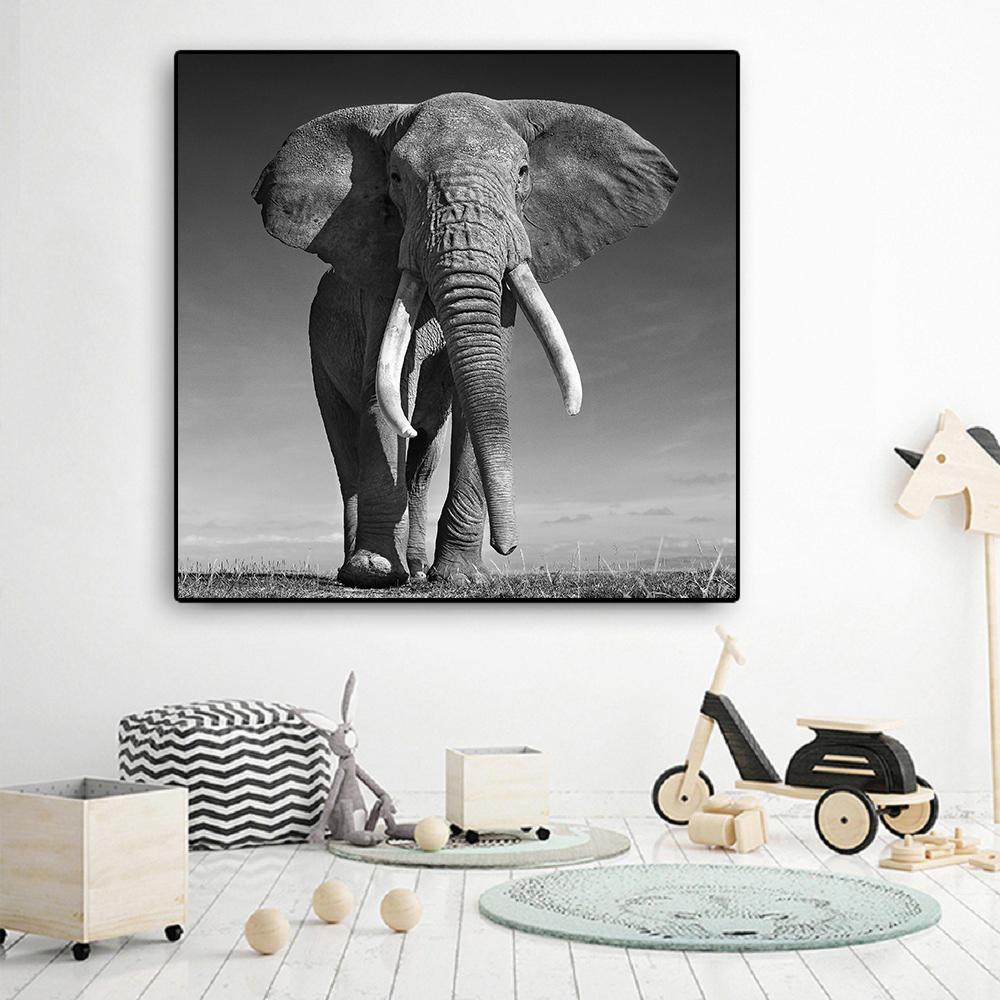 Изображение товара: Картина на холсте, настенные картины с изображением животных, плакаты слона и принты, картины с изображением слонов для гостиной, домашний декор