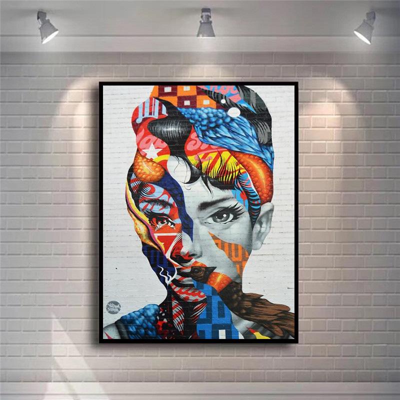 Изображение товара: Картина на холсте с изображением девушки, с воздушным шаром, современное уличное искусство, настенные граффити, картины для украшения детской комнаты