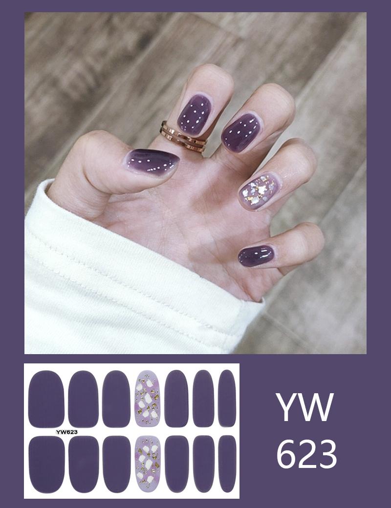 Изображение товара: 14 наконечников/лист, персонализированные блестящие наклейки для дизайна ногтей, самоклеящиеся полировочные полные обертывания для ногтей, самодельные украшения