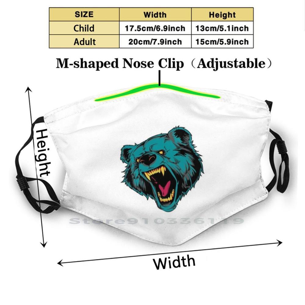 Изображение товара: Многоразовая маска с принтом головы медведя Pm2.5, фильтр, маска для лица, детская маска с изображением животного медведя, голубая голова, дикий зоопарк, для подростков, девочек и мальчиков, подтверждение