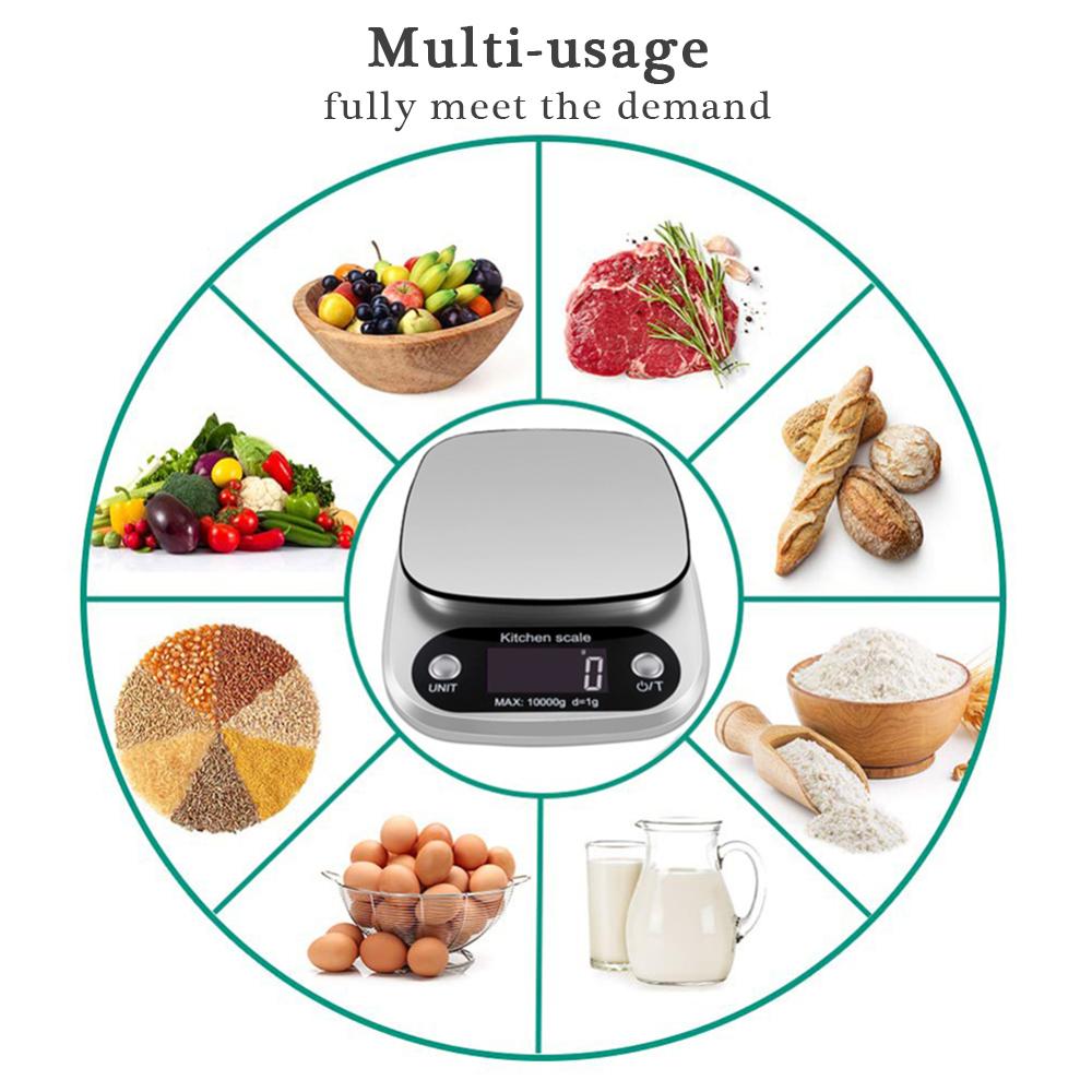 Изображение товара: Цифровые кухонные весы, точный безмен с ЖК-дисплеем, кухонные приборы для приготовления пищи, измерительные приборы Fl/Oz/G/LB/Oz/Ml, 10 кг