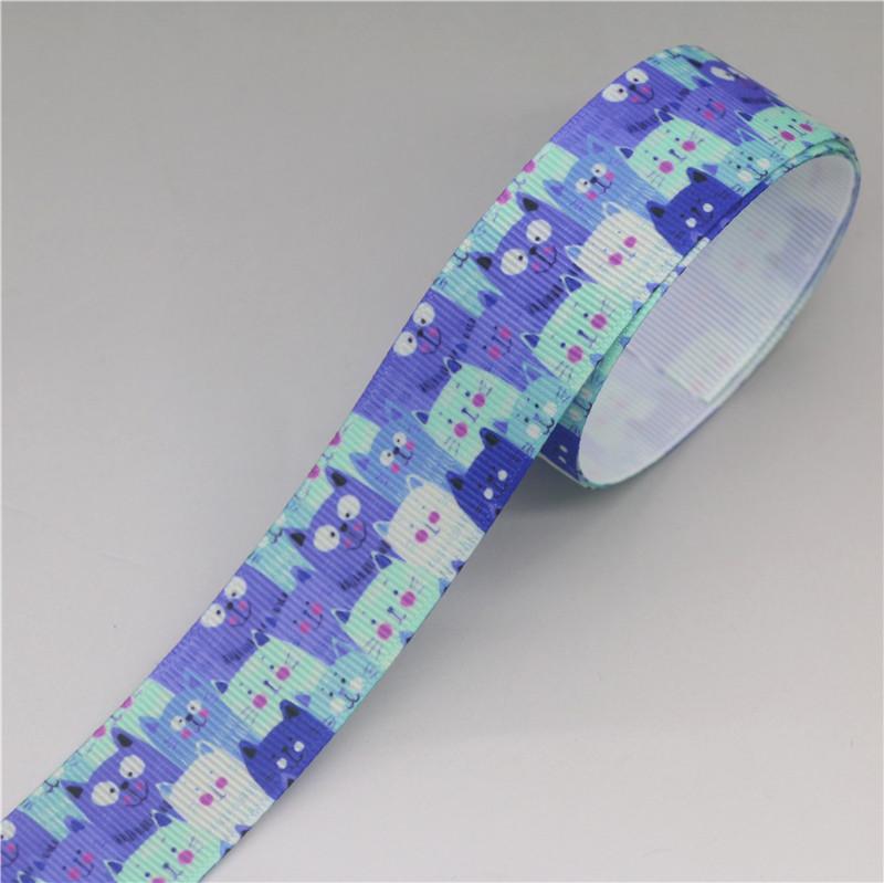 Изображение товара: DHK 7/8 ''5 ярдов кот печатных Grosgrain ленточный аксессуар Hairbow Головные уборы украшения DIY Оптовая торговля OEM C1809