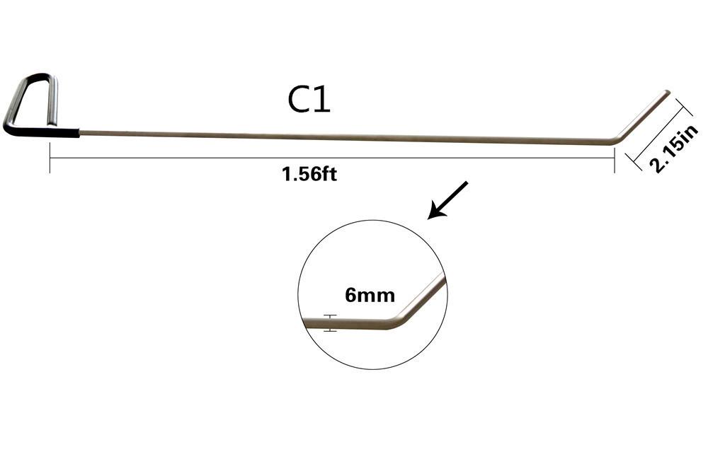 Изображение товара: Стержни для удаления вмятин, автомобильный Съемник вмятин, комплект для ремонта вмятин от града (C1-C6), съемник вмятин на кузове автомобиля, металлический стержень