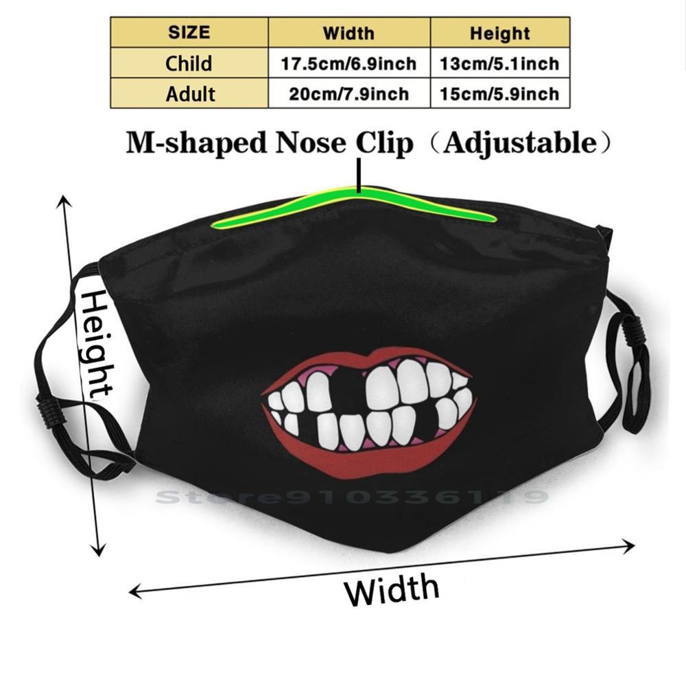 Изображение товара: Оставайтесь в безопасности, забавные зубы рот печати многоразовая маска Pm2.5 фильтр маска для лица дети зубы оставаться безопасным губы Смешные сломанные зубы