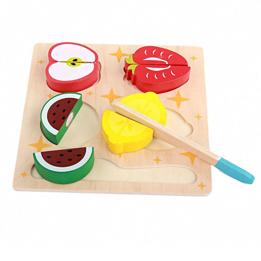 Изображение товара: 6 видов детских деревянных фруктов и овощей, десерт, пазл, кухонные игрушки, детская игра для ролевых игр, развивающая игрушка