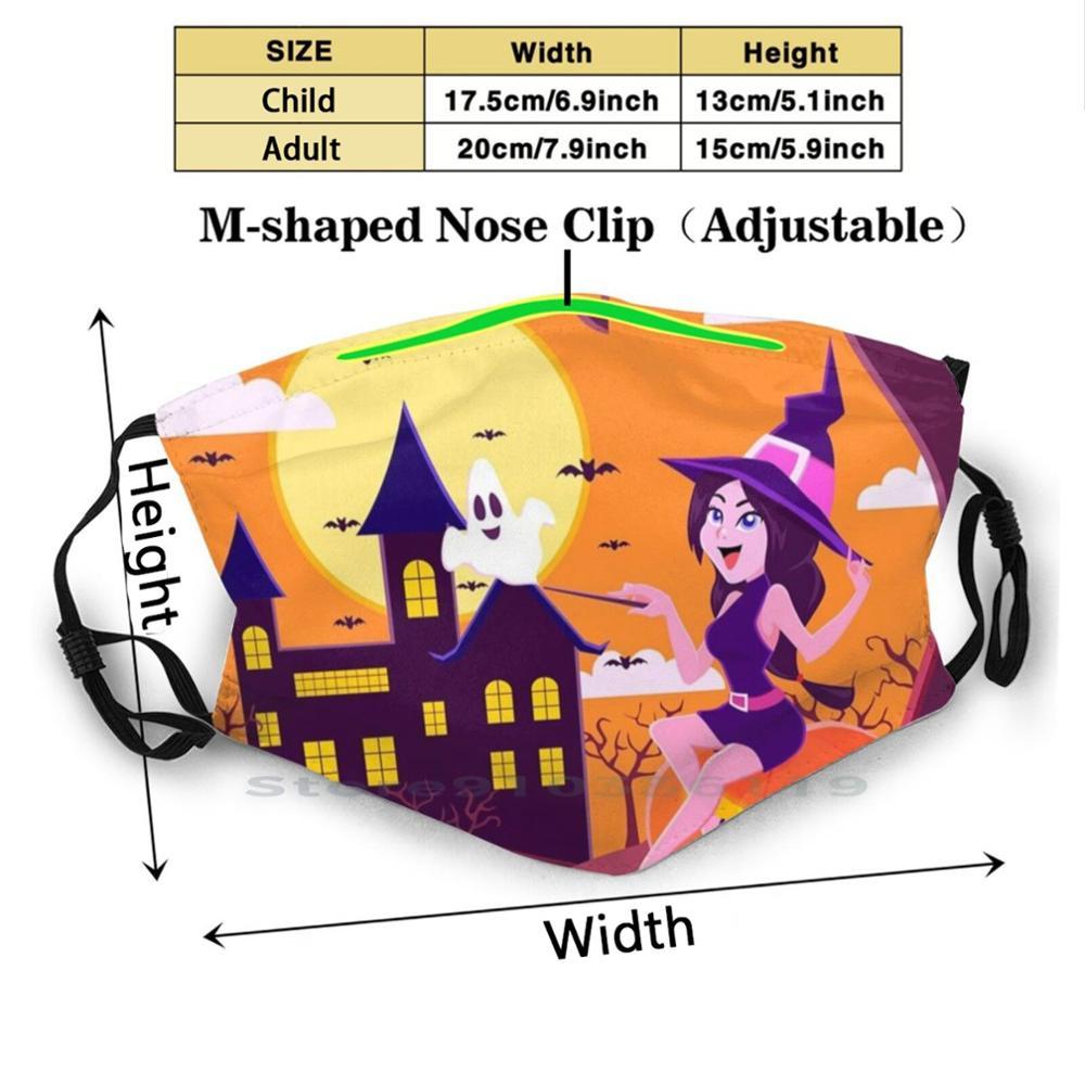 Изображение товара: Witchy с привидениями Хэллоуин для взрослых и детей моющиеся смешное лицо маска с фильтром для Хэллоуина и надписью 