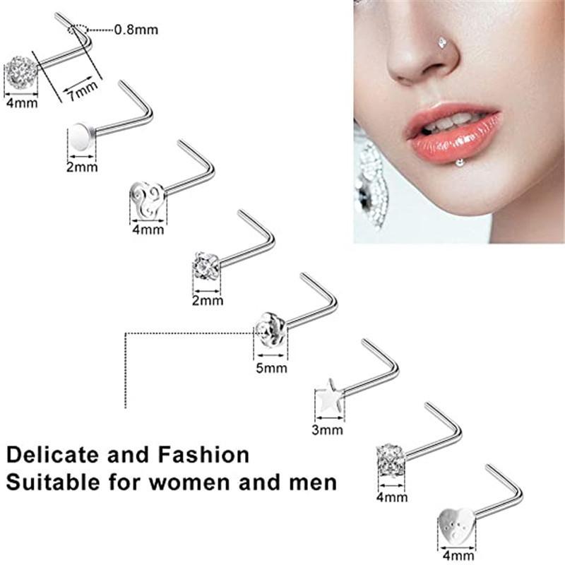 Изображение товара: 1Bag Latest Europe and The United States Fashion Pungent Nose Nail Suit To Wear Ring C Shape U Unisex Stainless Steel Jewelry