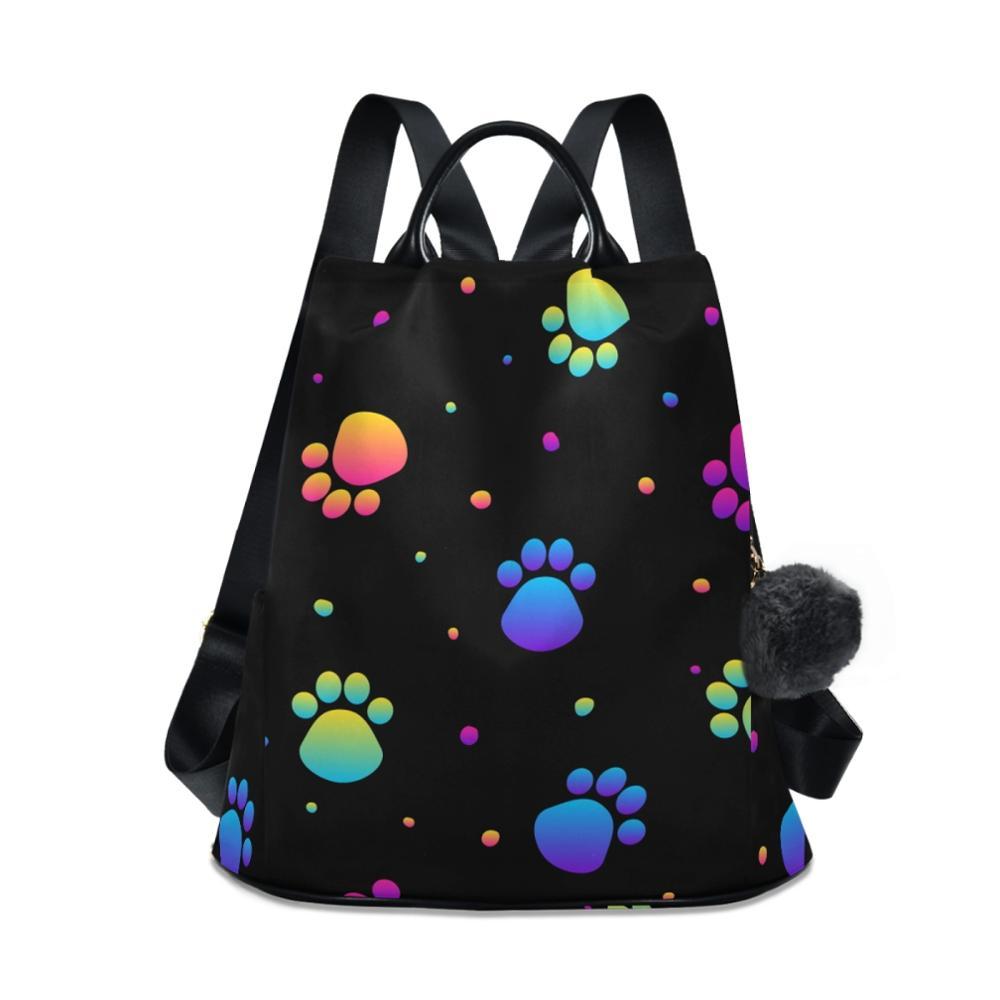 Изображение товара: Женский модный рюкзак, бесшовный рюкзак с принтом собаки, однотонный рюкзак на молнии для компьютера, черный, новинка 2020