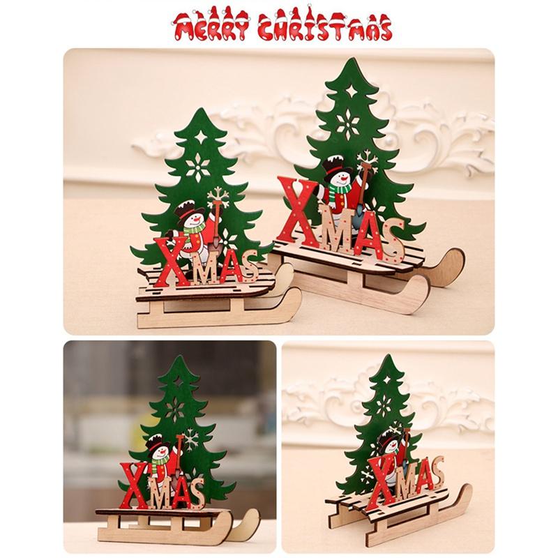 Изображение товара: 1pc Creative Wood Christmas Sled Table Top Decor Kids Fun Puzzle Gifts DIY Santa Christmas Tree Snowman Elk Home Decor Supplies