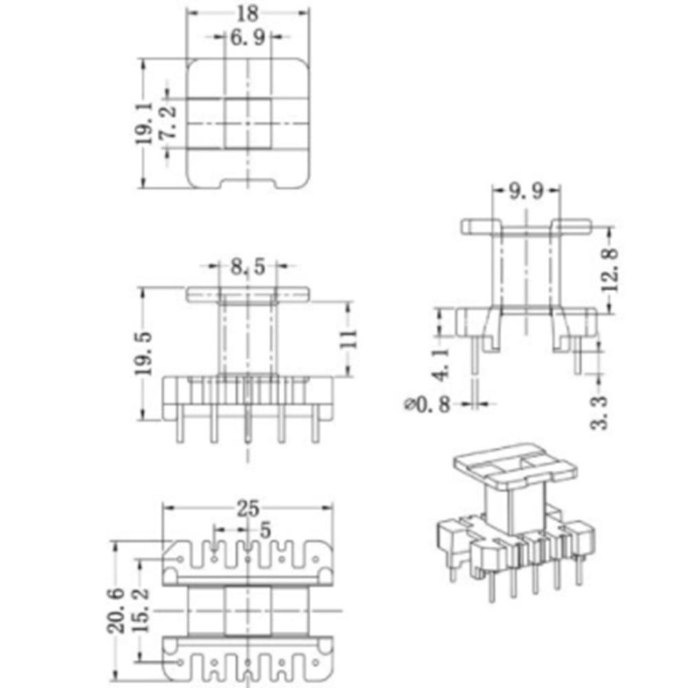 Изображение товара: 5 наборов EE25 5 + 5pin трансформатор катушка PC40 ферритовый сердечник вертикальный