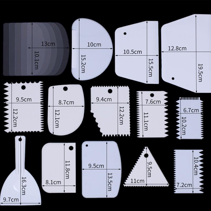 Изображение товара: 18 шт крема для торта пластиковый скребок для соскребания царапины скребок для опилок пластиковый скребок для зубов DIY формочка для десерта кухонные инструменты