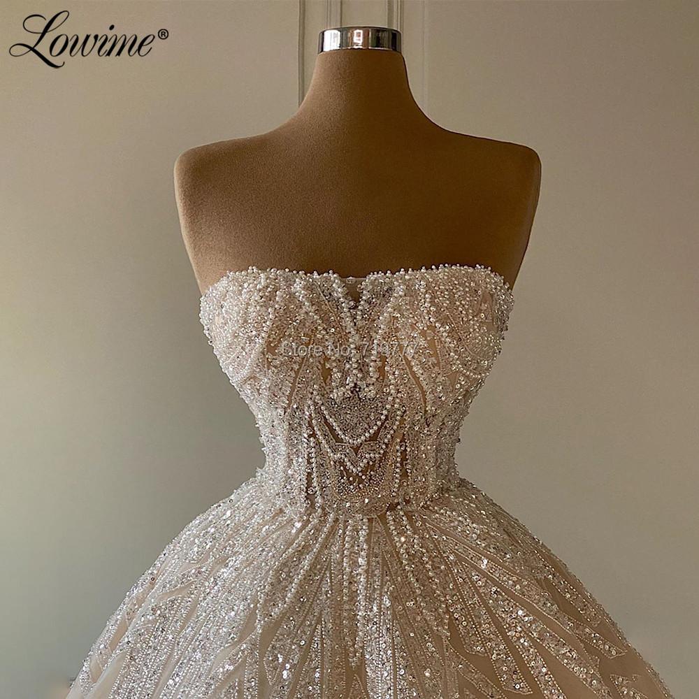 Изображение товара: Роскошные свадебные платья с жемчужинами и кристаллами под заказ, свадебное платье Дубая, модель 2021