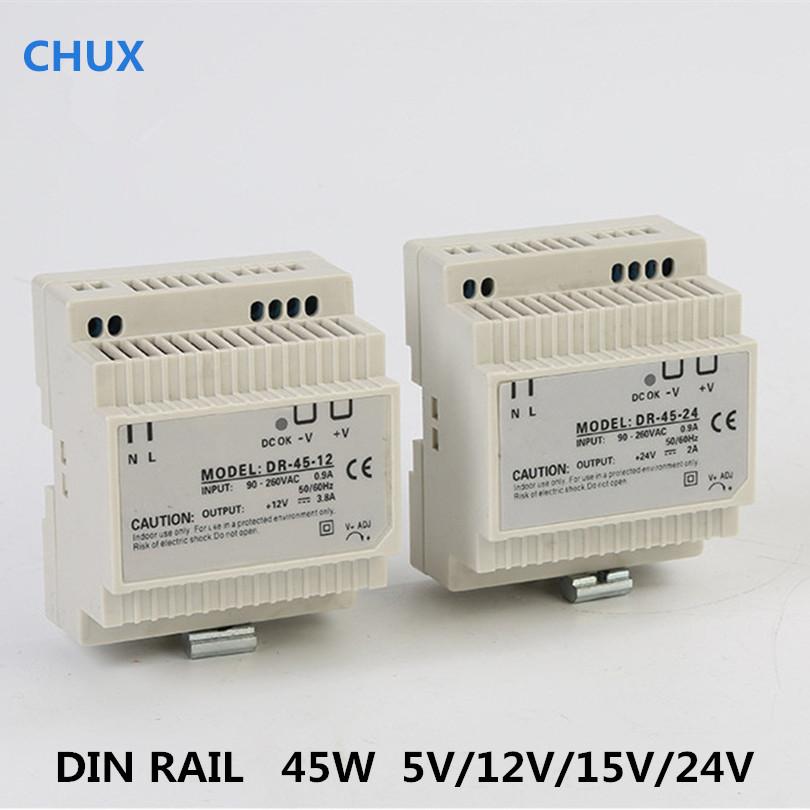 Изображение товара: CHUX 45w LED Din Rail Switching Power Supply Transformer 110V 220V AC to DC  Free Shipping Industrial SMPS