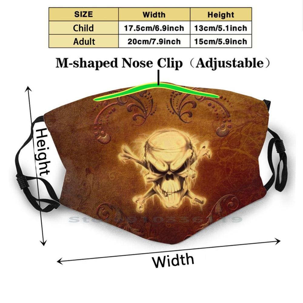Изображение товара: Череп с дизайном против пыли фильтр смываемая маска для лица для детей череп голова Dead Скелет смерти на Хэллоуин с человеческая кость
