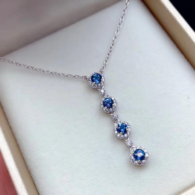 Изображение товара: Изящные ювелирные изделия KJJEAXCMY из стерлингового серебра 925 пробы с инкрустированным натуральным голубым топазом, роскошное ожерелье с подвеской для девушки, тест на поддержку