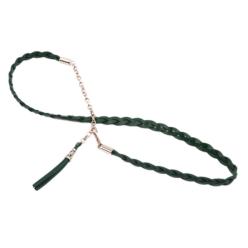 Изображение товара: 2 Colors Geniue Leather Long Cute Belt Cowhide Chain Women Decoration Waistband Rope Belt Tassel Straps Ceinture waistband