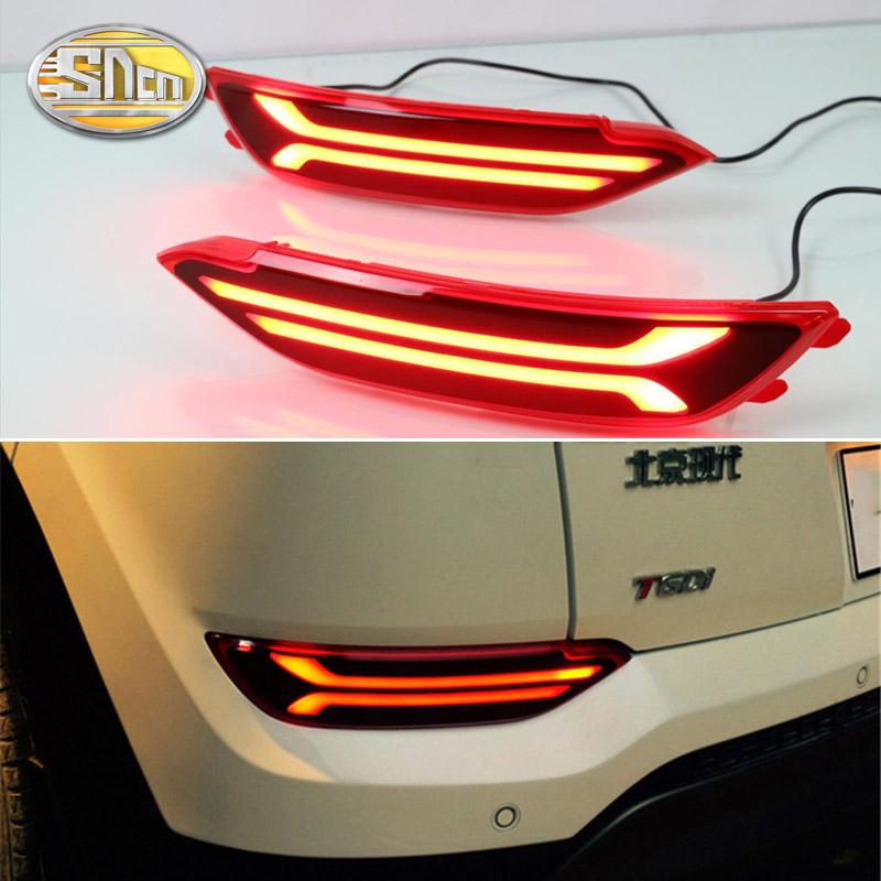 Изображение товара: 2 предмета в комплекте, для Hyundai Tucson 2015 2016 12V автомобильный светодиодный задний бампер светильник тормозной светильник течет поворотов отражатель задний противотуманный фонарь