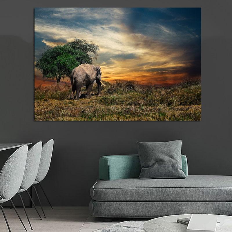 Изображение товара: Декоративный постер с изображением слона и животных, картины на холсте, большая Настенная картина для гостиной, домашний декор, картина