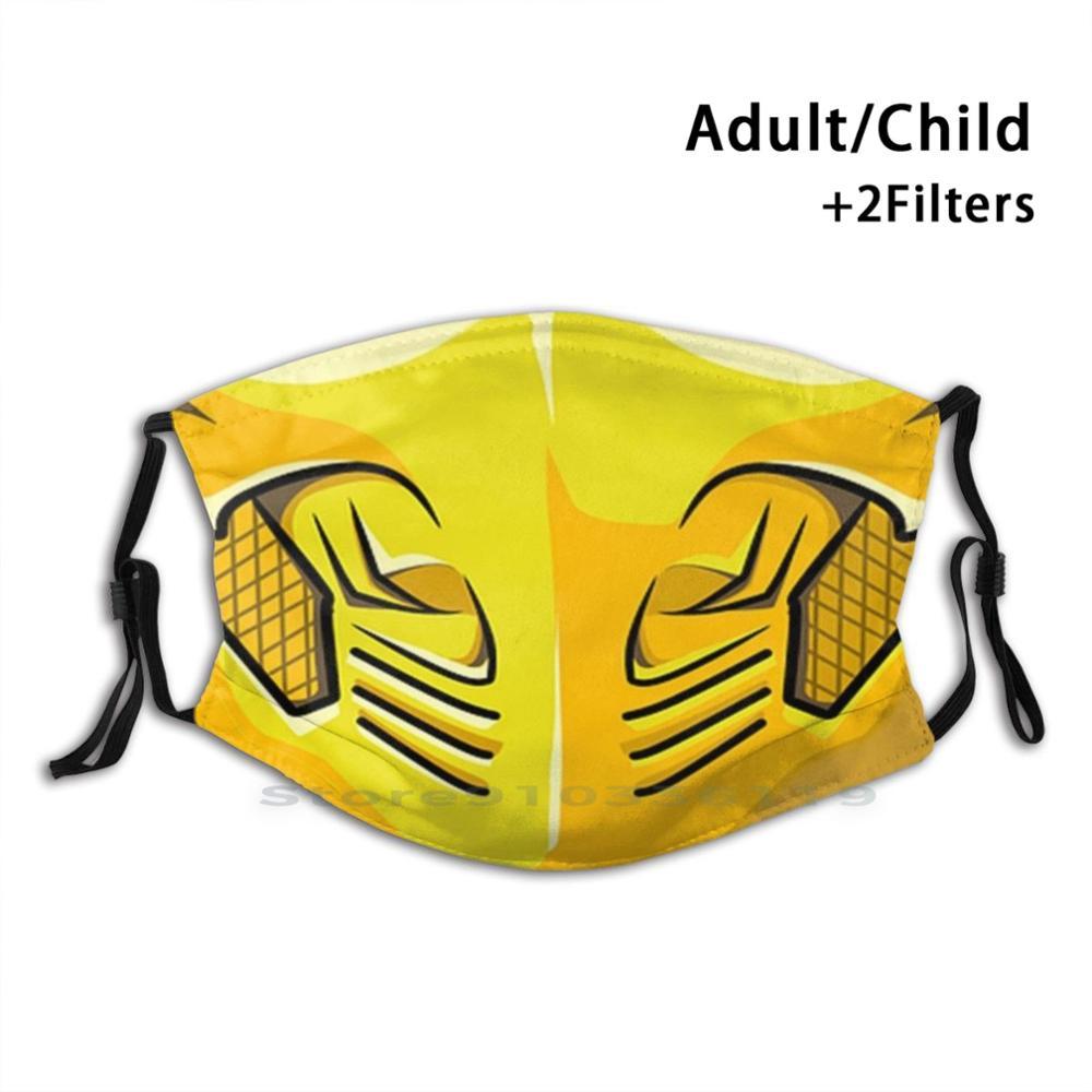 Изображение товара: Маска скорпиона для взрослых и детей моющаяся смешная маска для лица с фильтром Mortal Kombat Scorpion желтый персонаж