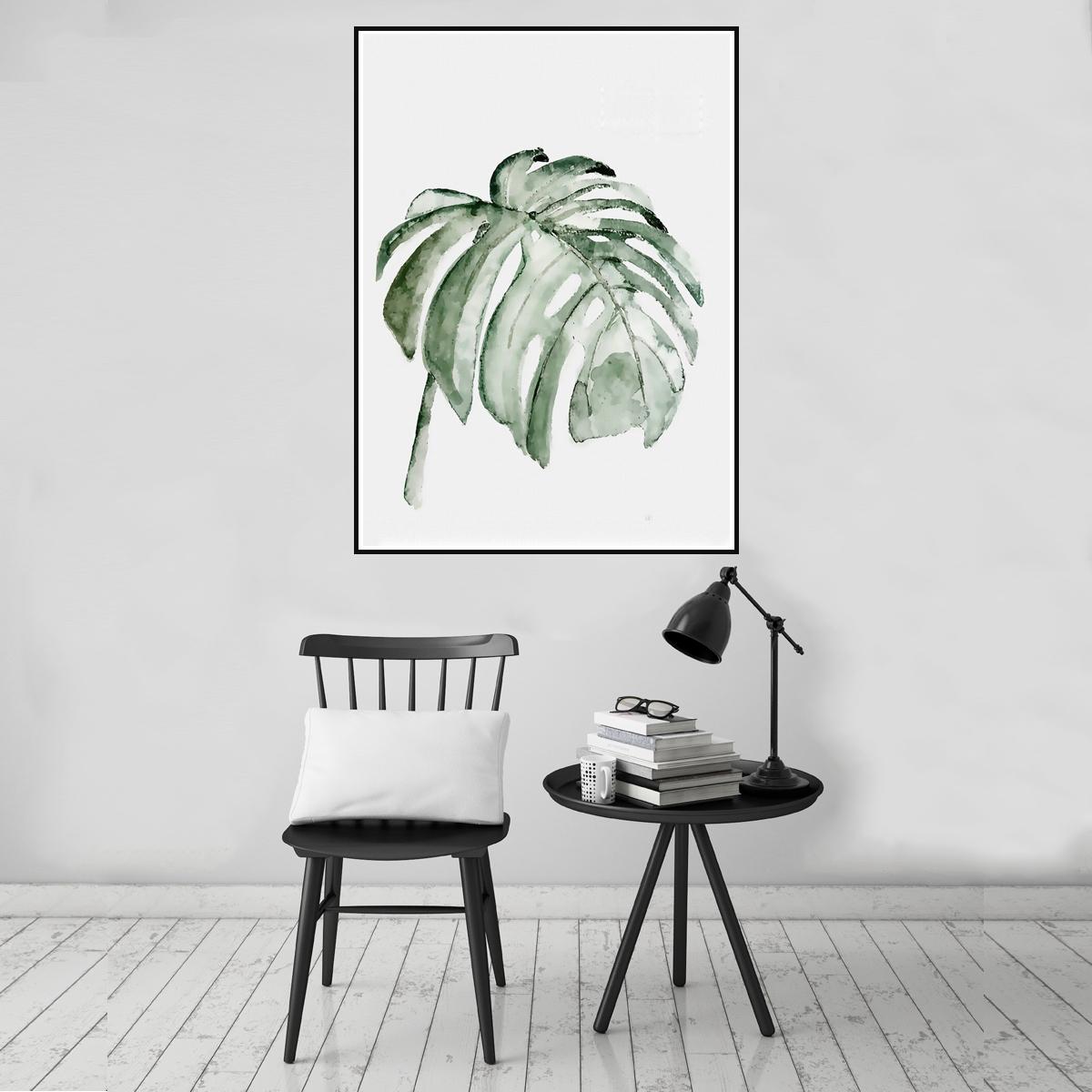 Изображение товара: Современный винтажный постер с изображением тропических зеленых растений и листьев на холсте, живопись, настенное искусство, украшение для гостиной и дома